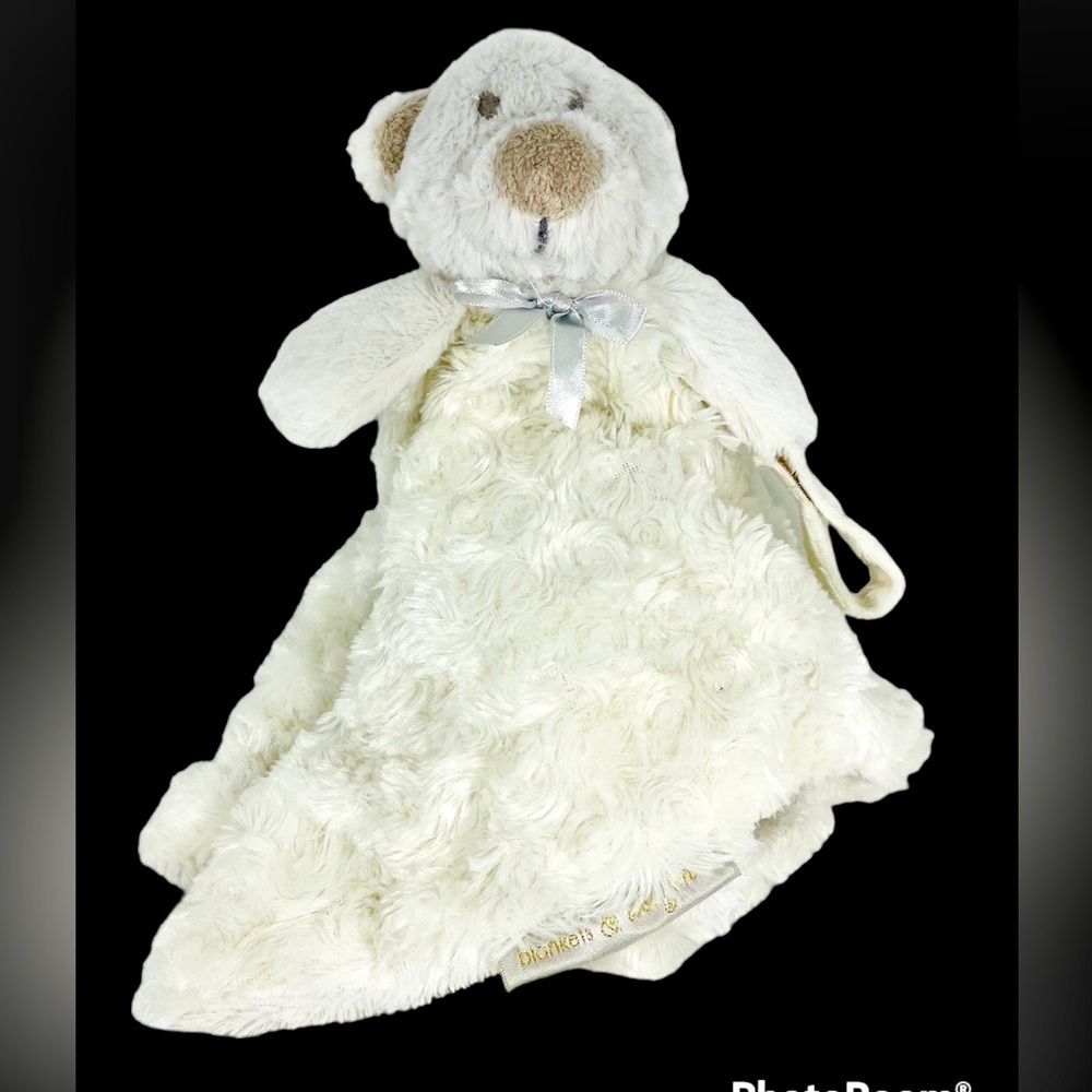 Blankets & Beyond White Teddy Bear Pacifier Holder Lovey Security Blanket Swirl